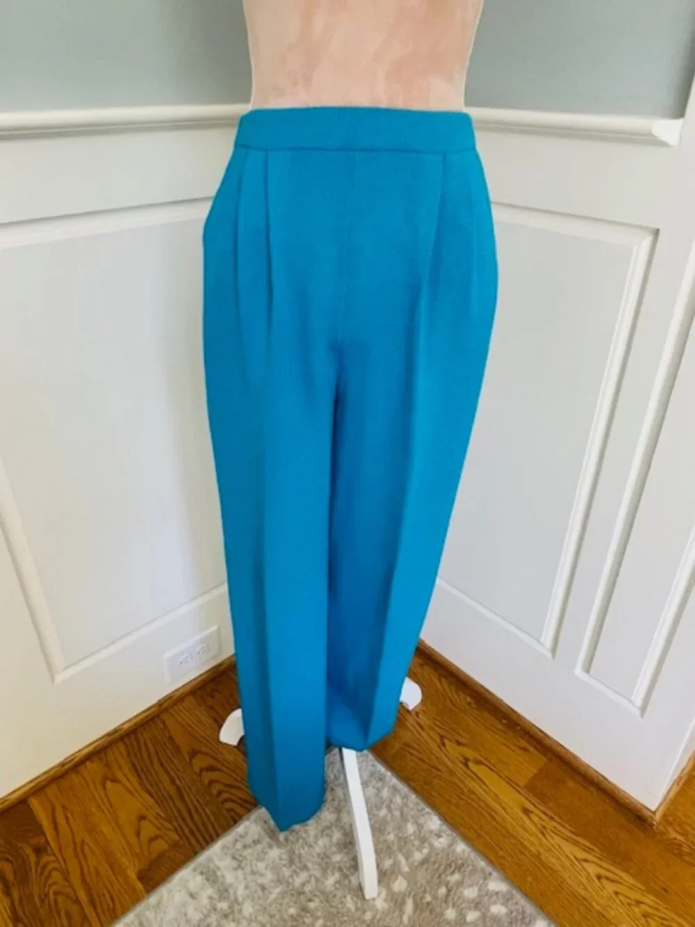 St. John Collection Santana Knit Pantsuit Teal 2 Piece Luxe Knit Wide Leg Small - Picture 7 of 12
